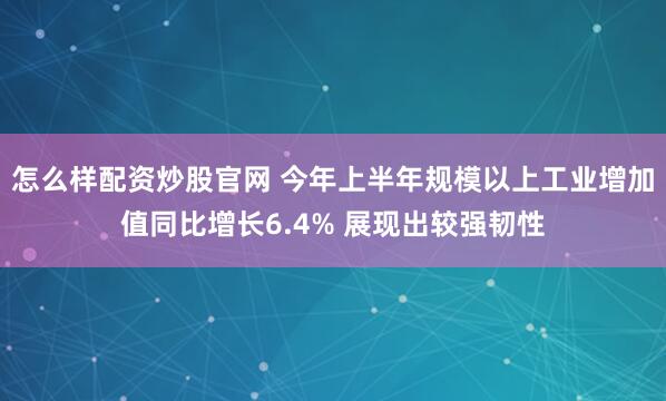 怎么样配资炒股官网 今年上半年规模以上工业增加值同比增长6.4% 展现出较强韧性