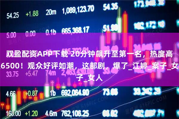 双盈配资APP下载 20分钟飙升至第一名,热度高达6500!观众好评如潮,这部剧,爆了_江婷_案子_女人